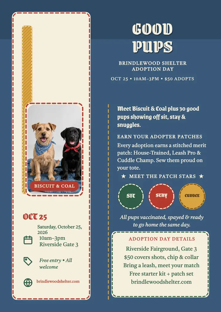 Brindlewood good pups adoption flyer template