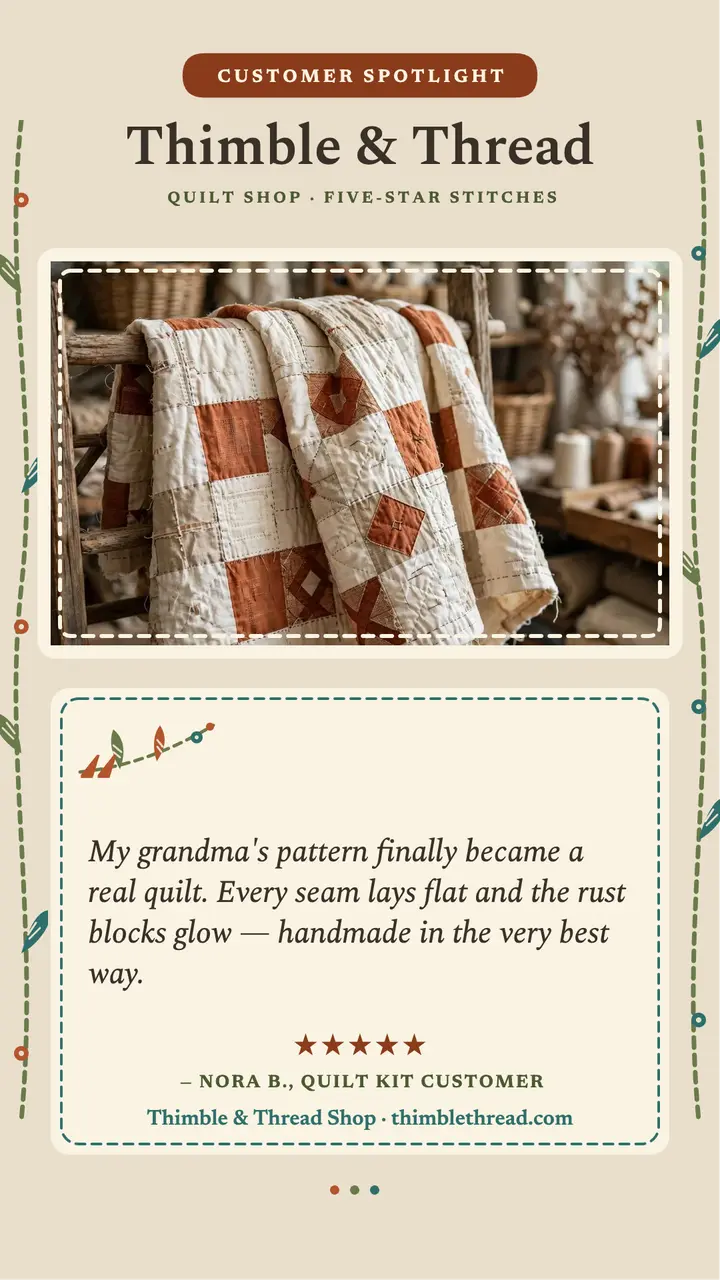 Thimble Thread stitched quilt review story template