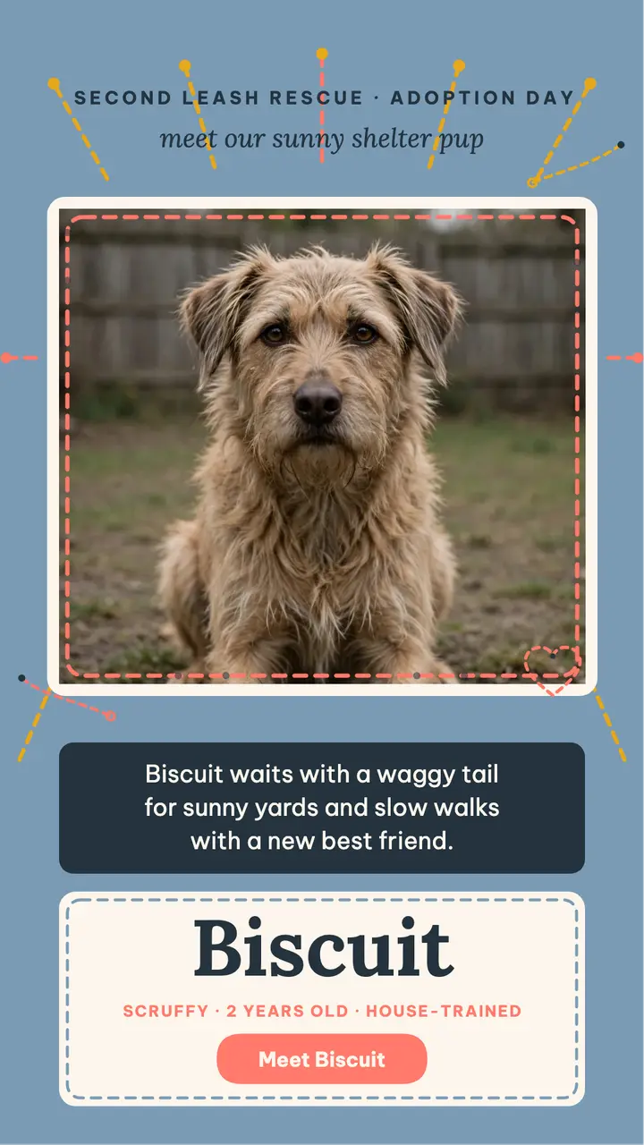 Second Leash Biscuit adoption story template