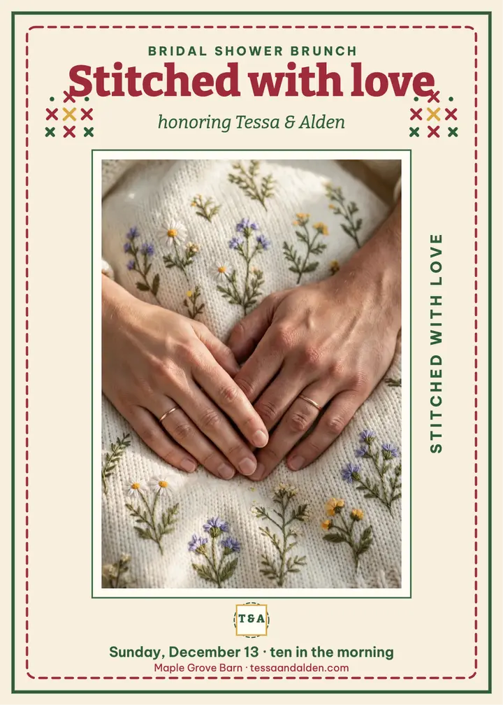 Stitched shower brunch invite for Tessa template
