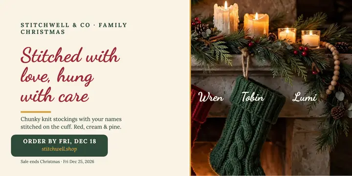 Stitchwell personalized stockings Christmas post: christmas stockings sale post template