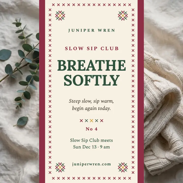 Breathe softly stitched tea post template