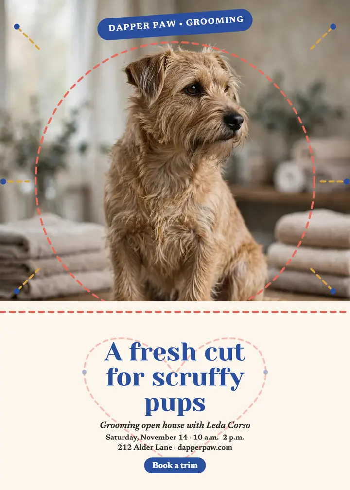 Dapper Paw terrier groom invite: groomer invitation template