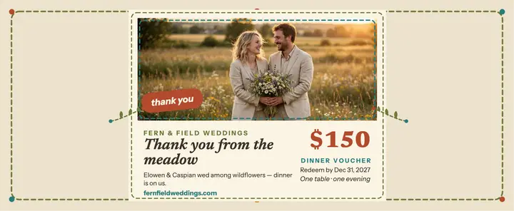 Stitched meadow thank you voucher template