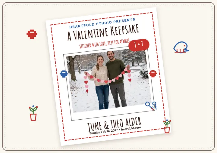 June and Theo stitched valentine keepsake: valentine keepsake certificate template