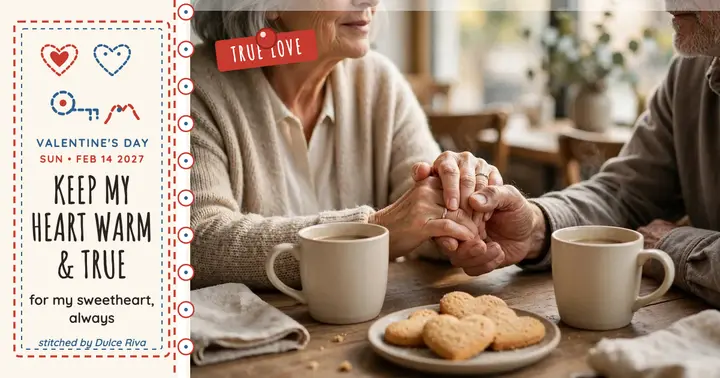 Stitched valentine love post template
