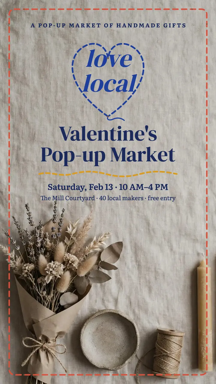 Mill Courtyard Valentine's pop-up market story template