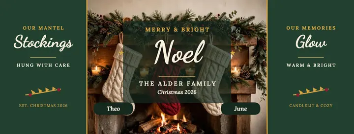 Alder family stocking mantel Christmas cover template