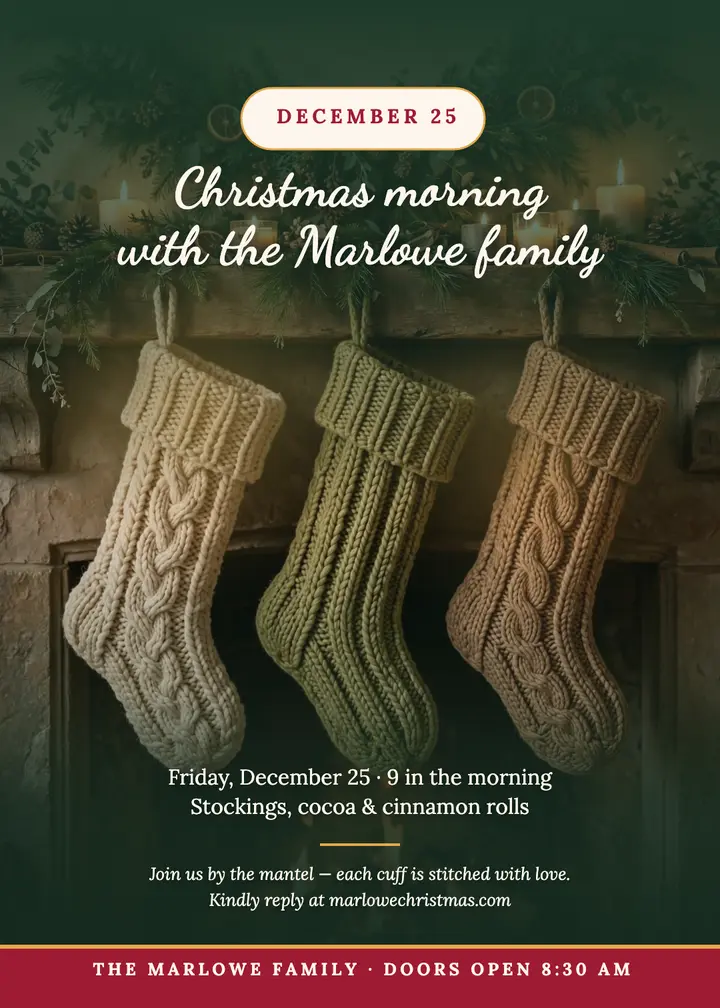 Marlowe family Christmas morning invitation template