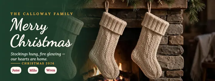 Calloway family stocking mantel Christmas cover template