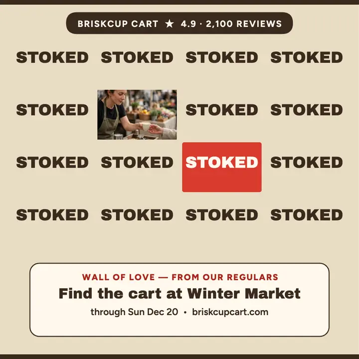 Briskcup Cart stoked reviews grid: coffee cart reviews post template