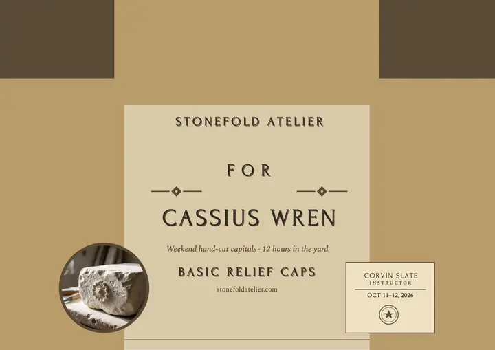 Stonefold Atelier stone carving certificate template