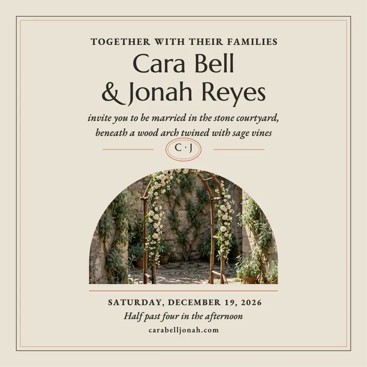 Stone courtyard wedding invitation: wedding invitation post template