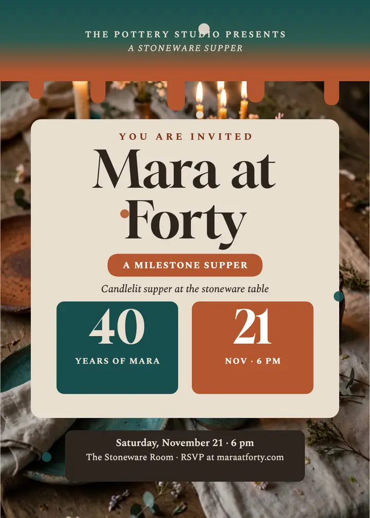 Stoneware birthday supper invite template