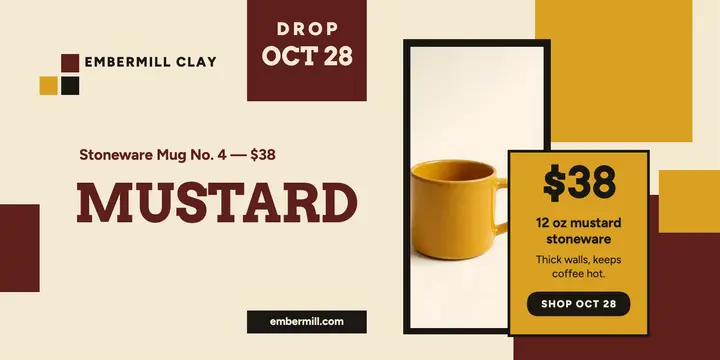 Embermill mustard mug drop post template