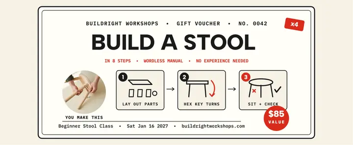 Buildright stool class gift voucher: workshop gift voucher template