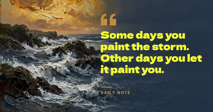 Storm painting quote Facebook post, neon over oil: creative quote post template
