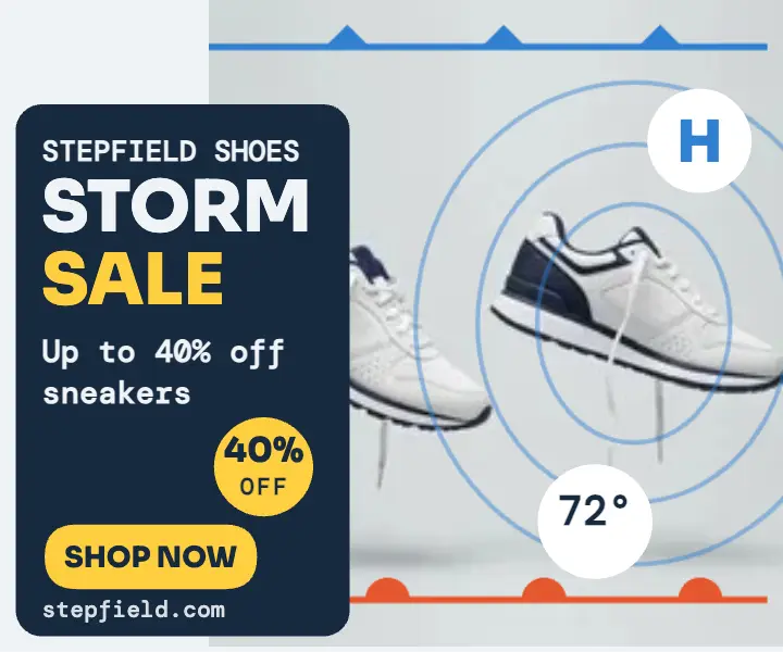 Stepfield Shoes storm sale forecast ad template