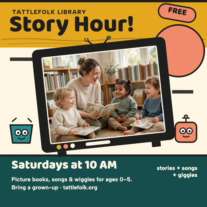 Tattlefolk Saturday Story Hour cartoon post template