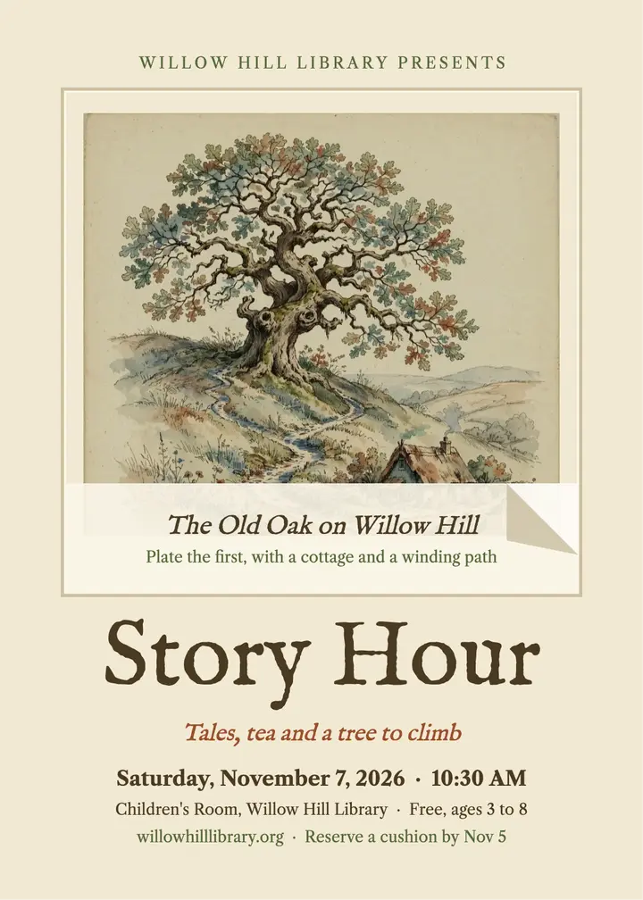 Story hour color plate invitation template