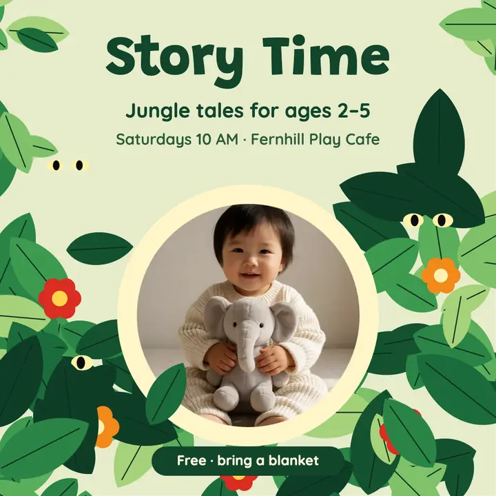 Fernhill jungle story time post: kids jungle story time post template