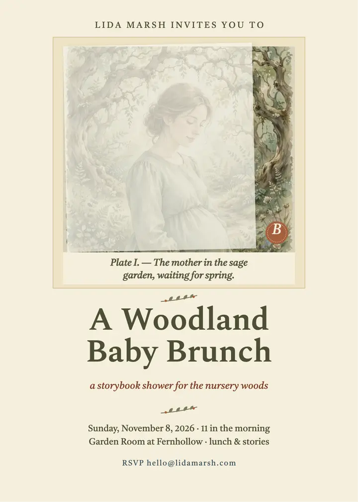 Storybook woodland baby brunch invitation template
