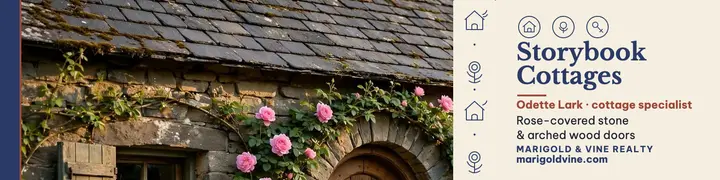 Marigold and Vine storybook cottage banner: realtor linkedin banner template