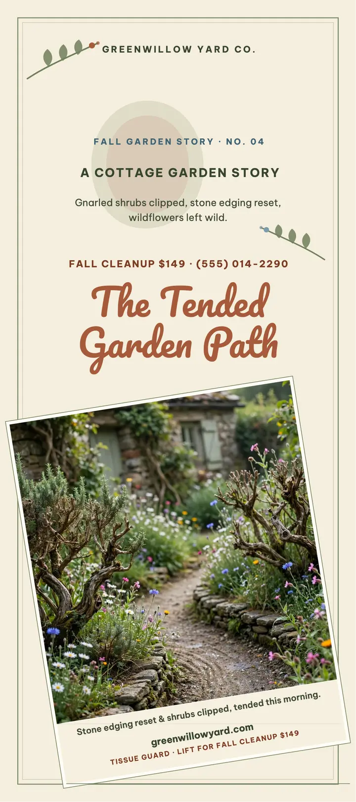 Greenwillow storybook garden rack card template