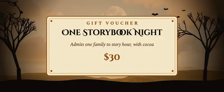 Storybook night silhouette gift voucher: story hour gift voucher template