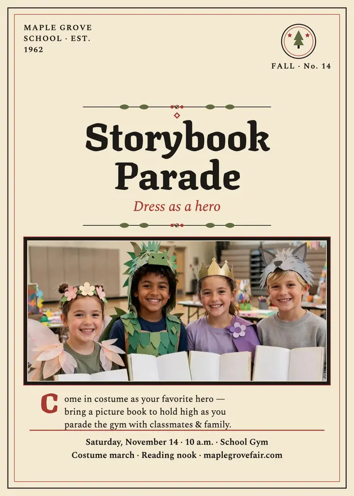 Maple Grove storybook parade invitation template
