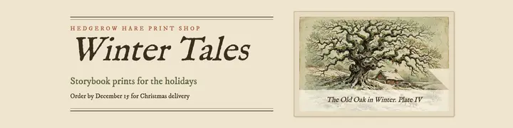 Hedgerow Hare winter storybook prints banner template