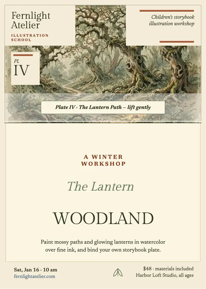 Fernlight storybook workshop invitation template