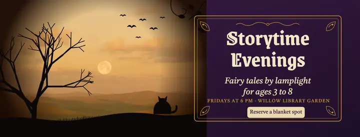 Fairy-tale storytime evenings silhouette cover: kids storytime evenings cover template