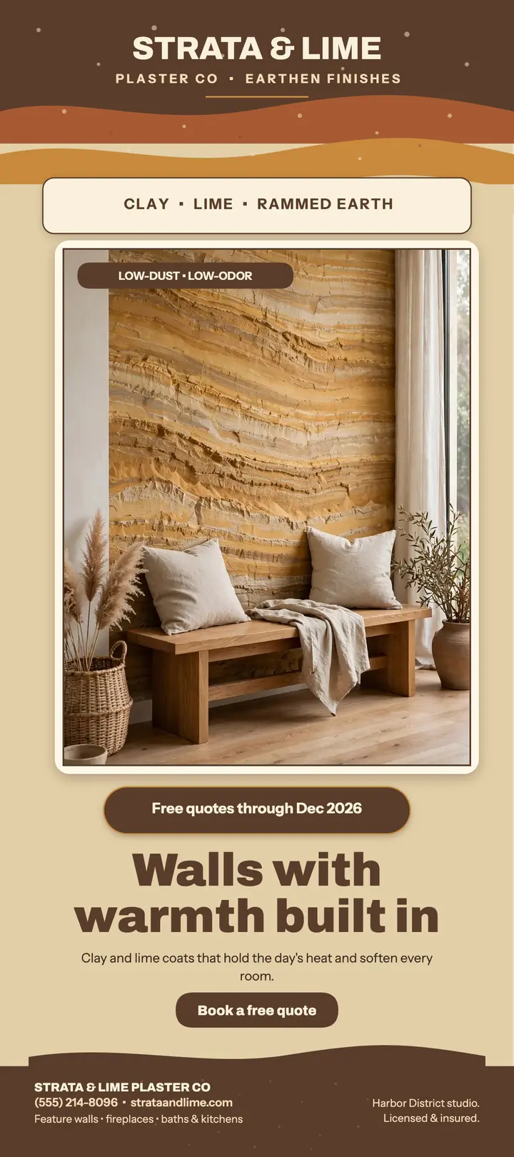 Strata plaster rack card, earthen finish template