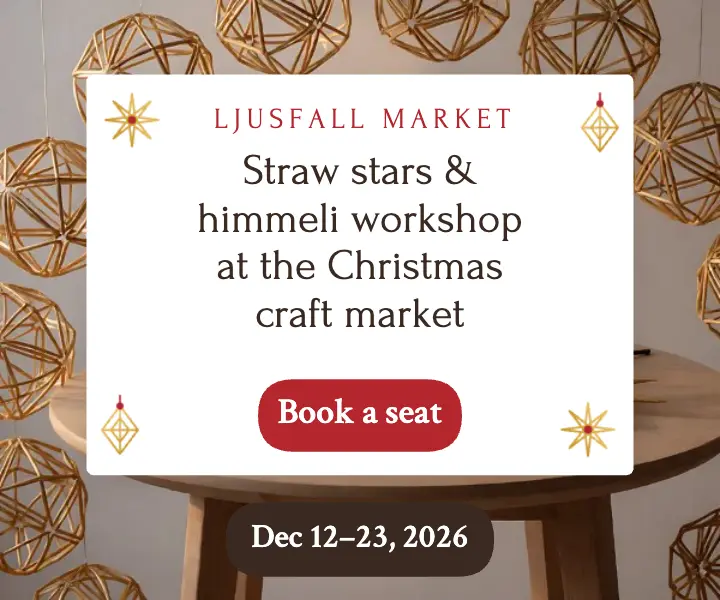 Ljusfall Market straw star workshop ad template