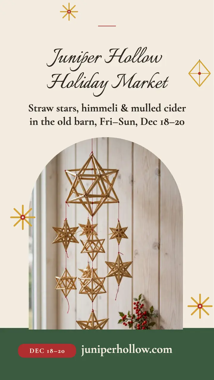 Juniper Hollow holiday market straw star story template