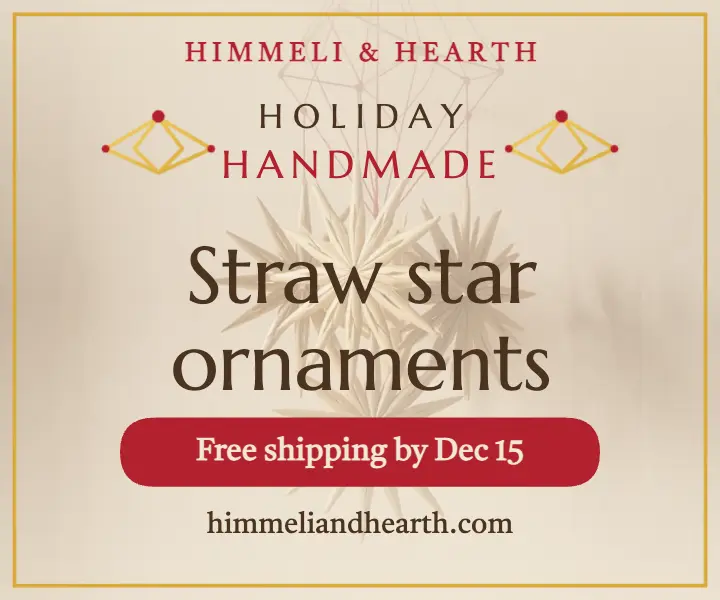 Straw star ornaments holiday ad, Scandi straw star template