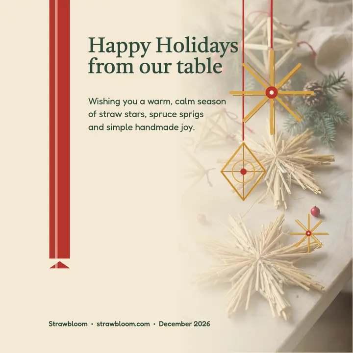 Strawbloom straw star holiday post template