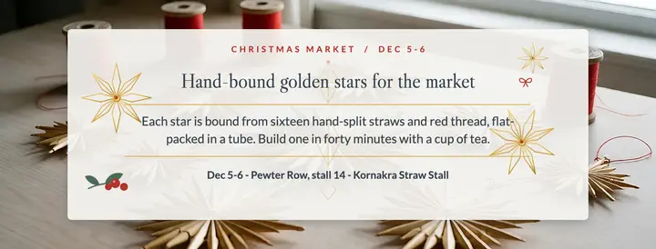 Straw star market stall cover, Scandi style template