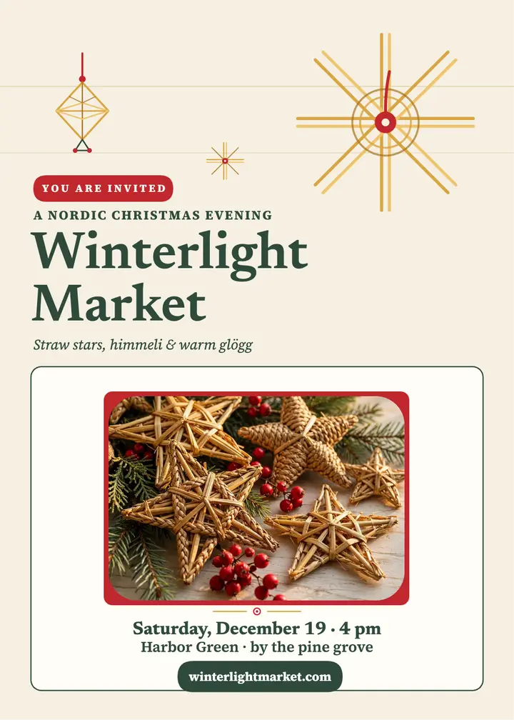 Winterlight Market straw star invite template