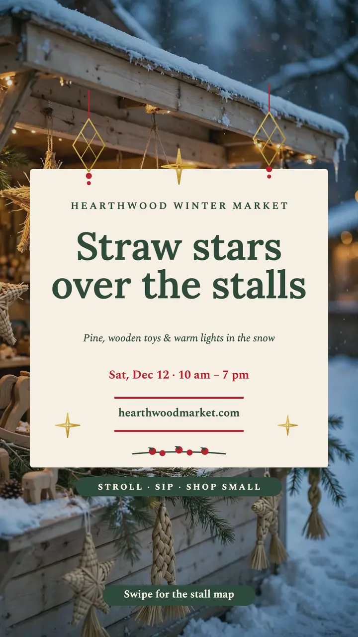 Hearthwood Winter Market straw star story template