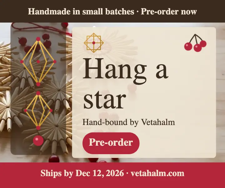 Straw star ornaments pre-order ad, Scandi style: christmas ornament pre-order ad template