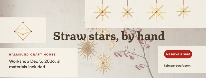 Halmsund Craft House straw star workshop holiday cover template
