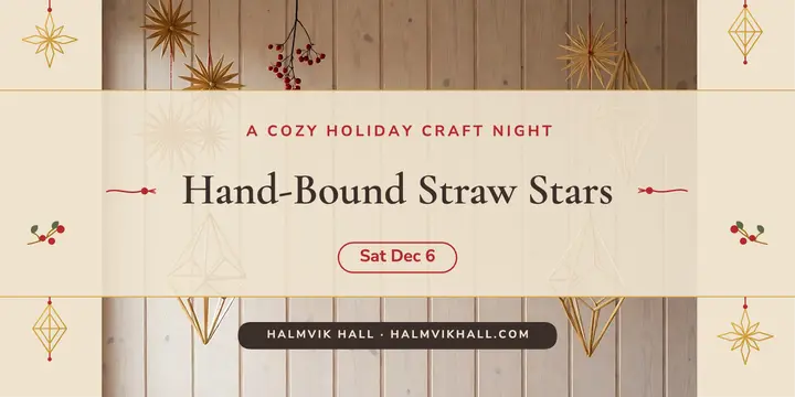 Hand-bound straw star workshop post, Scandi style template