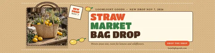 Loomlight Goods straw market bag drop banner template