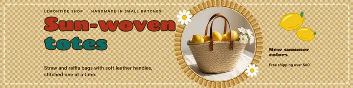 Lemontide totes shop banner template