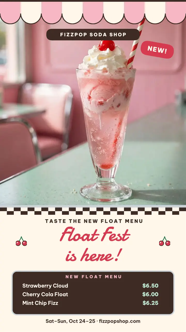 Fizzpop float fest menu story template