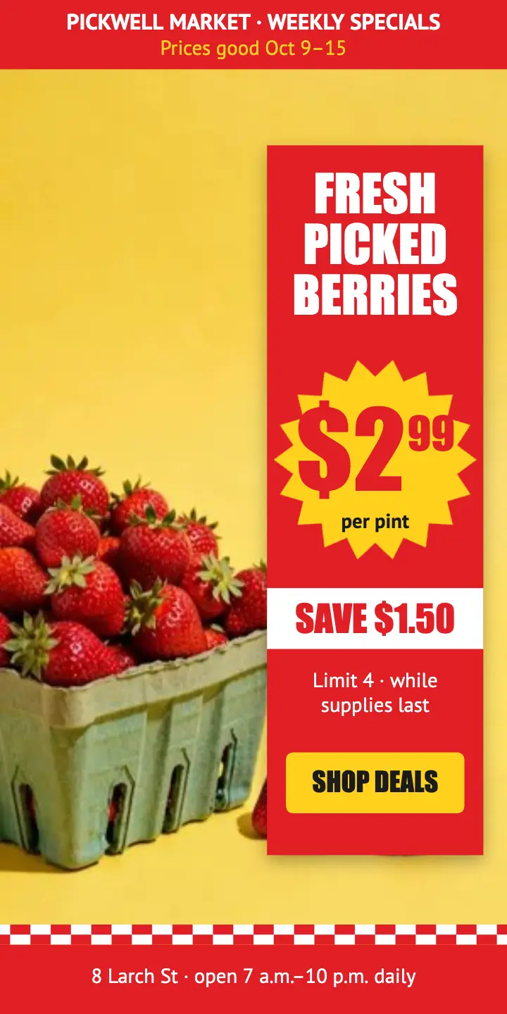 Pickwell Market strawberry special template