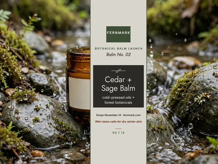 Fernmark Cedar Sage balm launch slide template