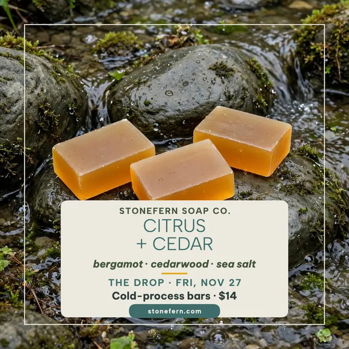 Stonefern citrus cedar soap drop launch template